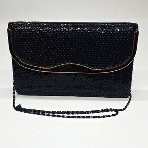 Chic Black Sequin Clutch with Gold Accents